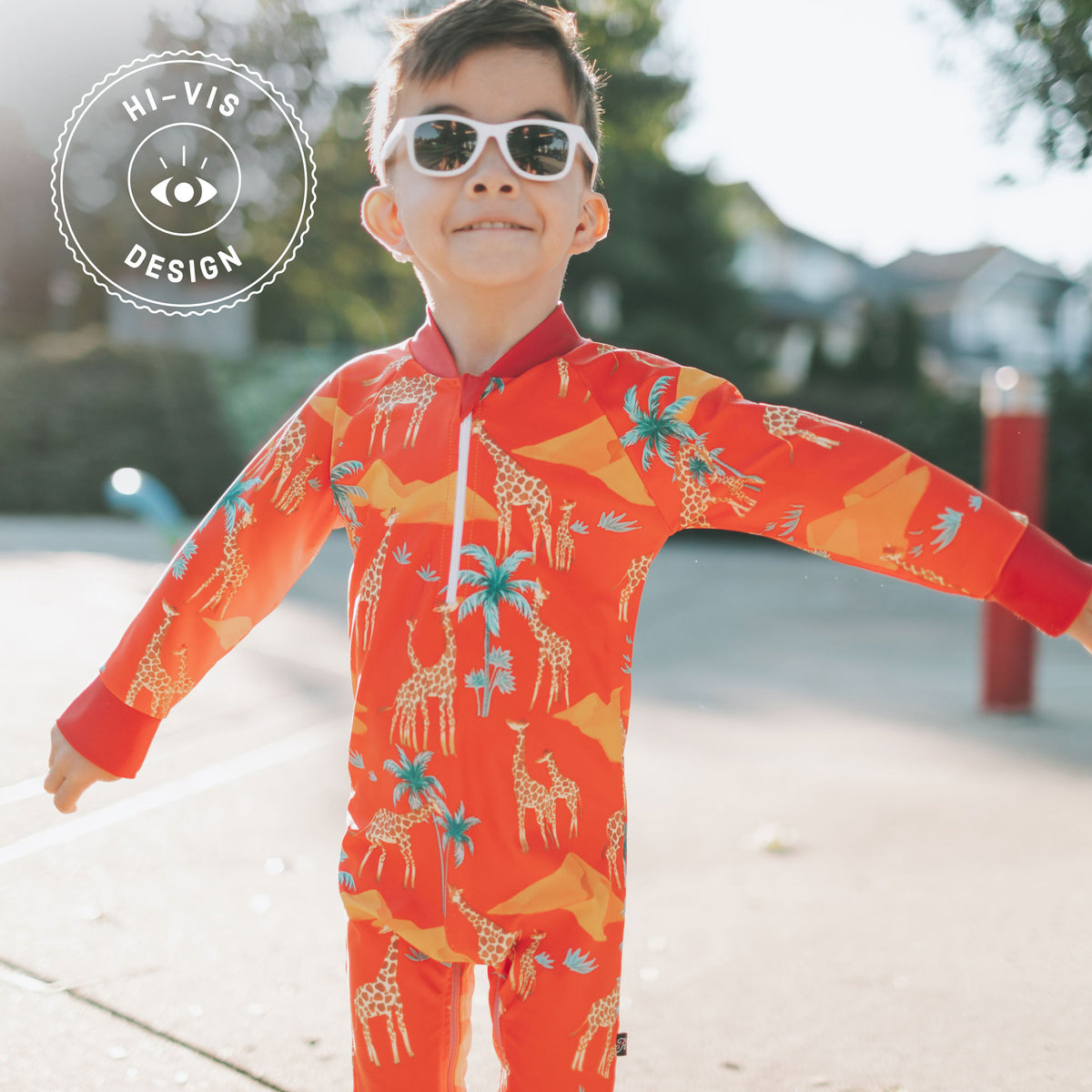 Honeysuckle Swim - Kids Full Body Sunsuit - Florescent