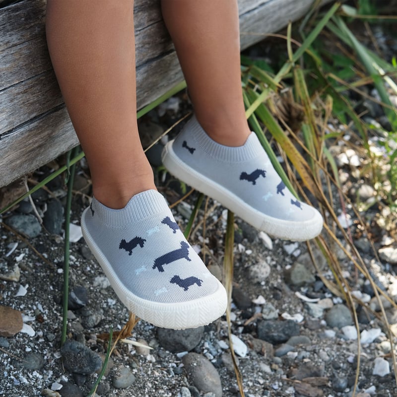 Jan & Jul Graphic Knit Shoes Gray Dachshund