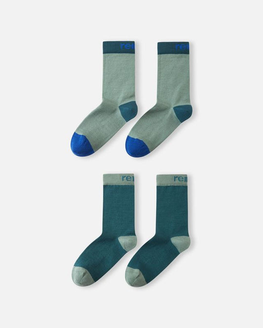 Reima Parit Kids' Merino Wool Blend Socks (2 Pack) | Dark Teal