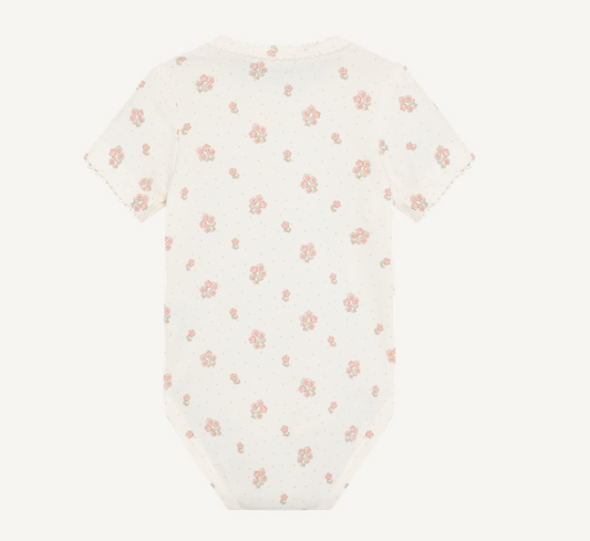 Minymo - All Over Print Floral Short Sleeve Bodysuit
