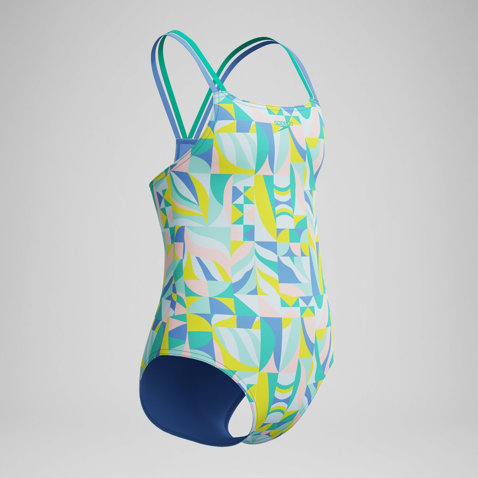 Speedo Strappy Printed One Piece Swimsuit Marine Green 1