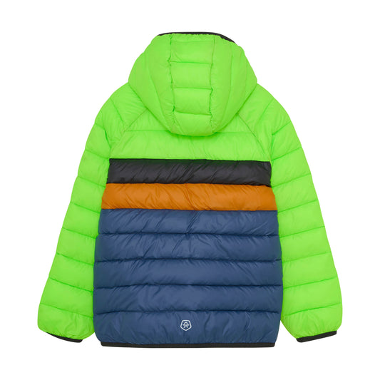 Color Kids Jacket w/Hood Quilted Puffer  Green Gecko