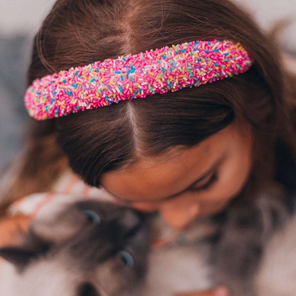 Frog Sac - Padded Sprinkles Headband - Hot Pink Confetti Hair Band