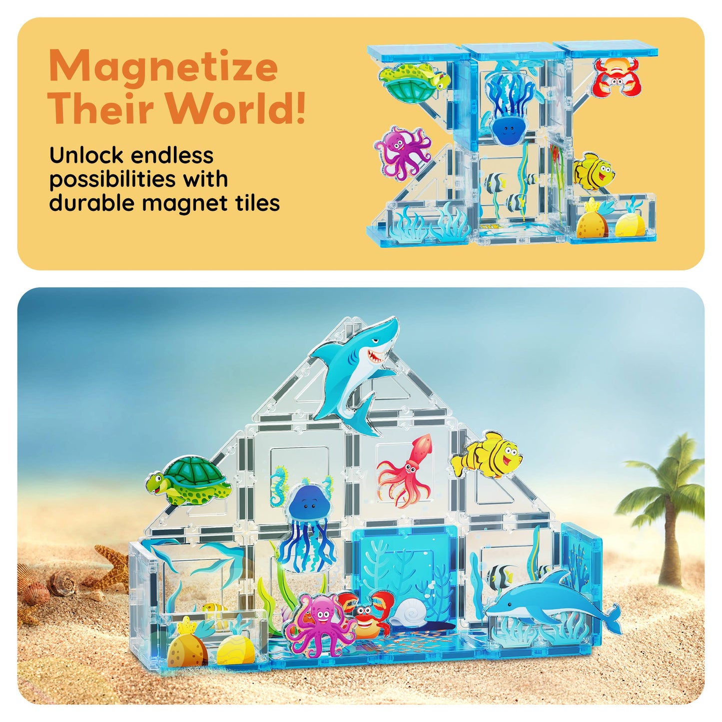 PicassoTiles 26 Piece Marine World Magnetic Building Set