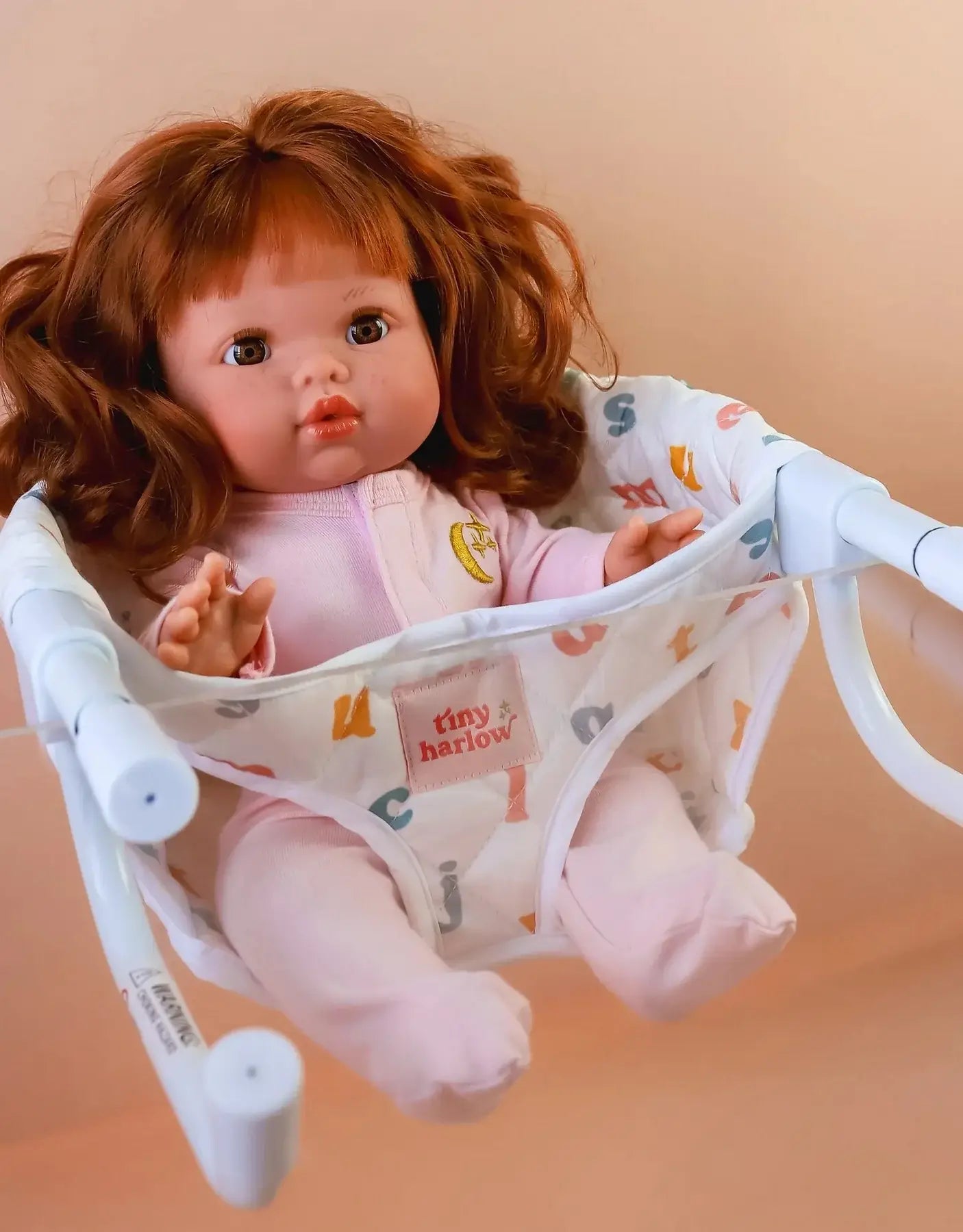 Tiny Harlow - Feeding chair for doll - Pink gingham