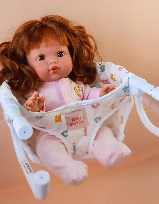 Tiny Harlow - Feeding chair for doll - Pink gingham