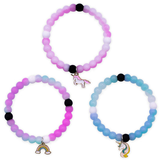Frog Sac - Glow in the Dark Unicorn Charm Bubble Bracelets