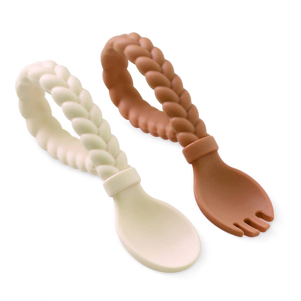 Itzy Ritzy - Sweetie Spoon + Fork Set: Buttercream + Toffee