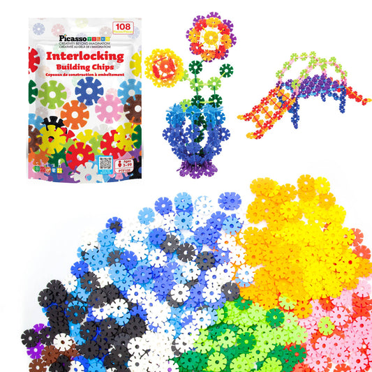 PicassoTiles 108pc Building Chips Interlocking Disc Set