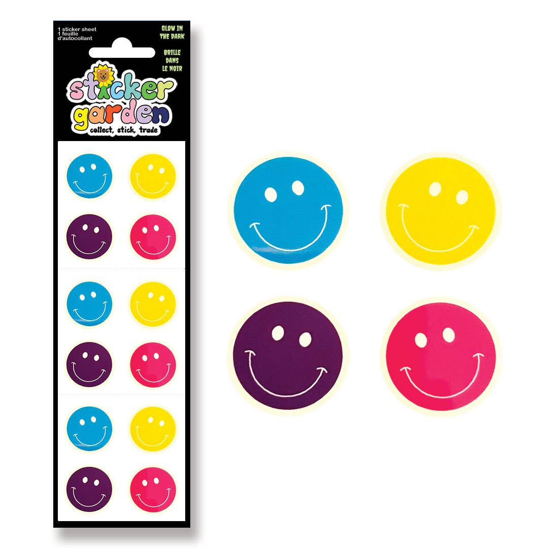 Sticker Garden - Glow in the Dark Happy Faces Sticker Sheet