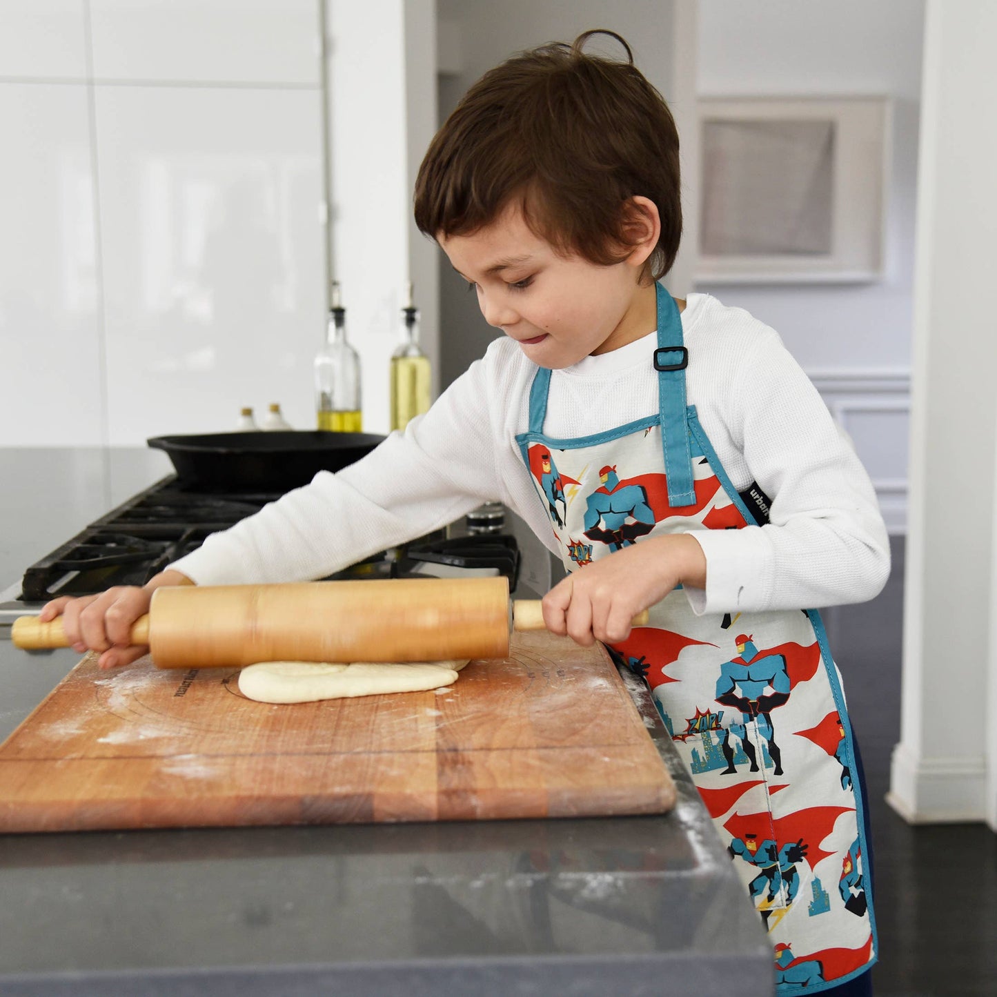 Urban Infant - Little Helper Kids Apron, Washable Cotton/Poly - Poppies: MEDIUM