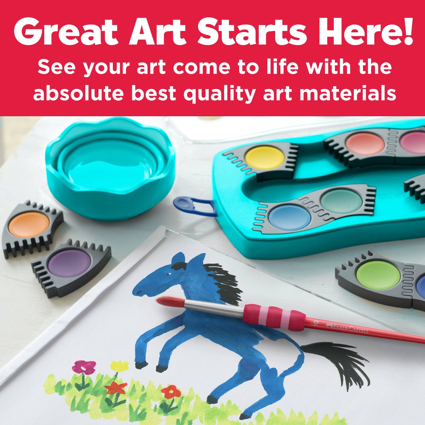 Faber-Castell / Creativity for Kids - Clic & Go Collapsable Water Cup for Painting, Turquoise