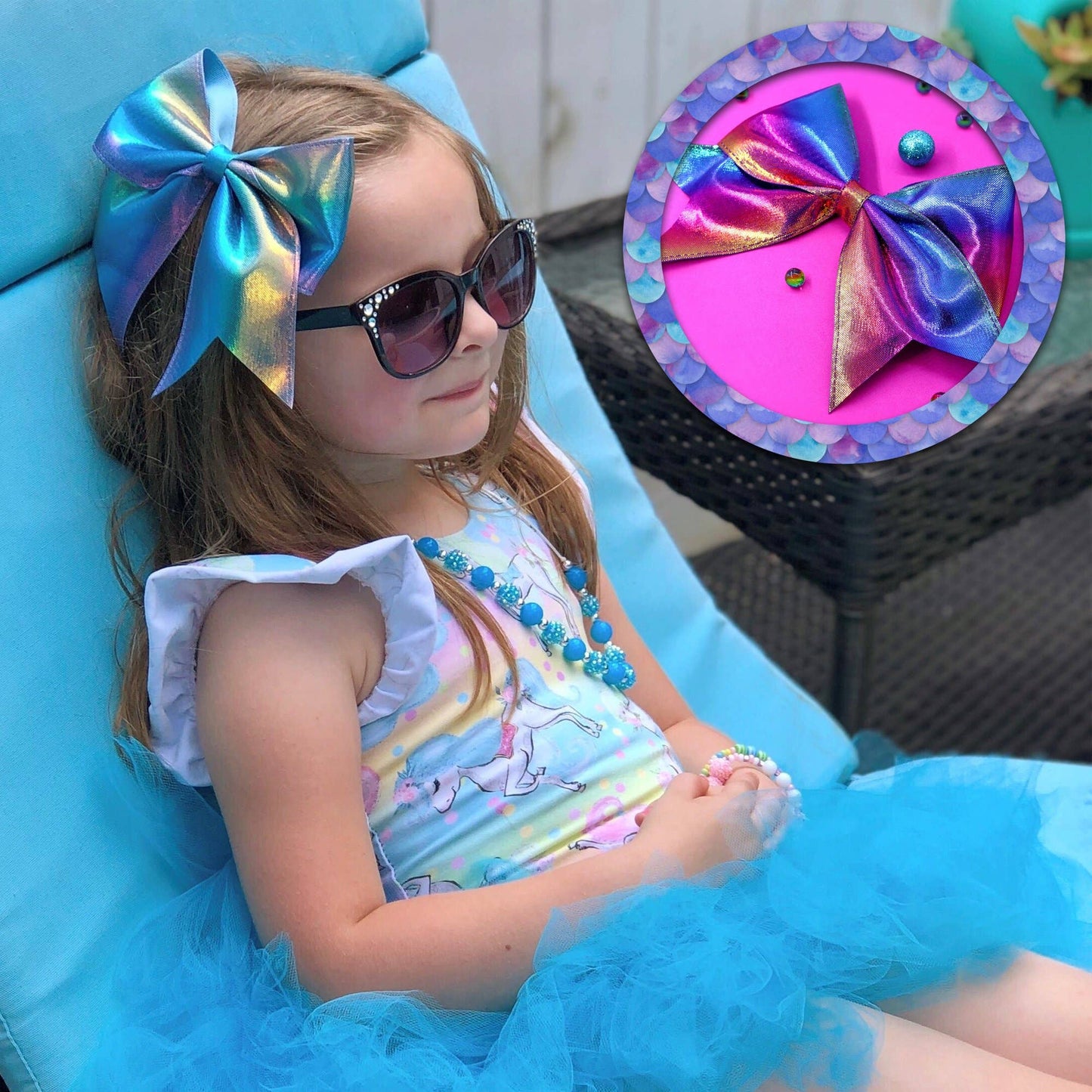 Frog Sac Large Mermaid Hair Bows, 4-Pack