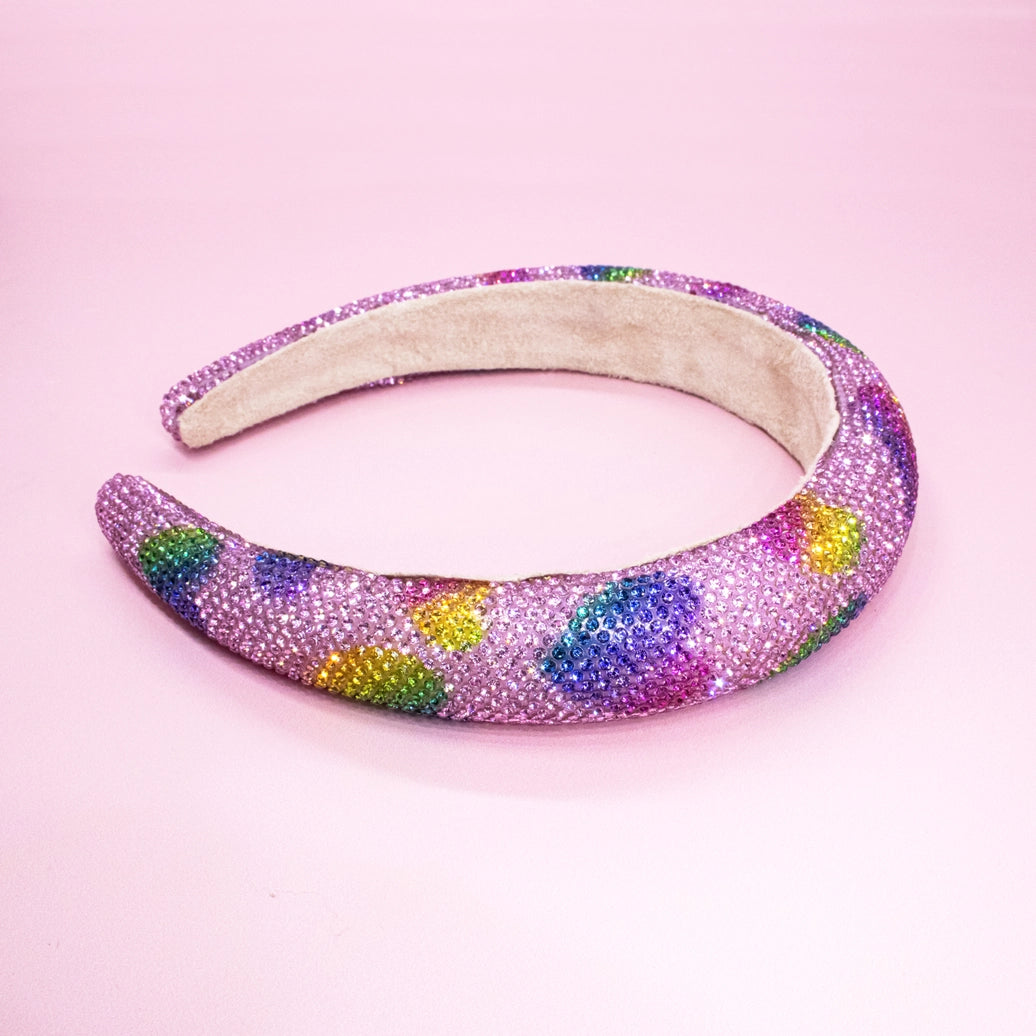 Frog Sac - Kids Heart Headband - Padded Rhinestone Hair Band For Girls