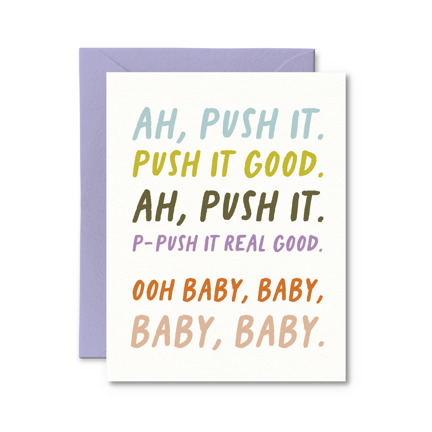 Pretty by Her - Push It Card  Funny Pregnancy Card