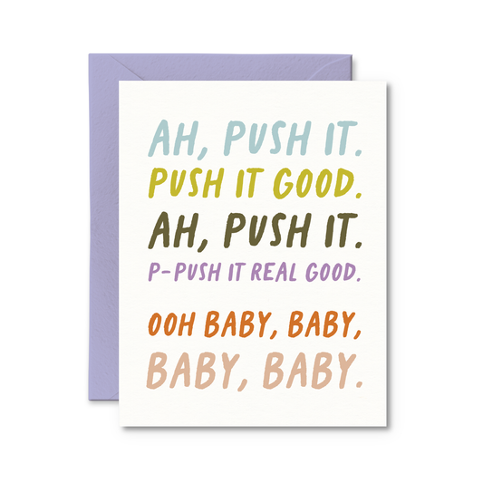 Pretty by Her - Push It Card  Funny Pregnancy Card