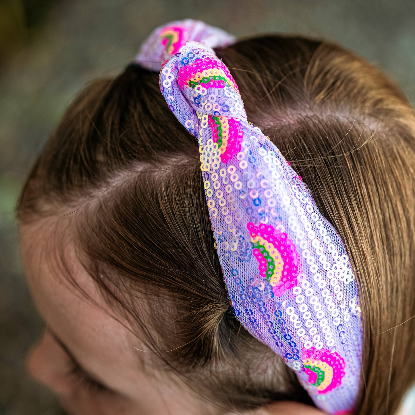 Frog Sac Kids Sequin Knot Headband, Rainbow