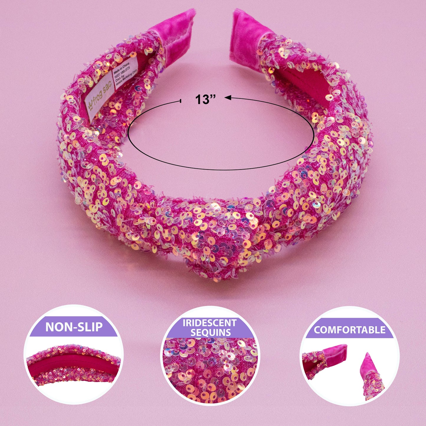 Frog Sac Kids Knot Headband, Sequin Knotted Hair Band Accessories