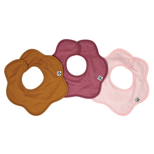 Tiny Twinkle - Kaffle Roundabout Bib 3Pk - Tan + Red + Pink