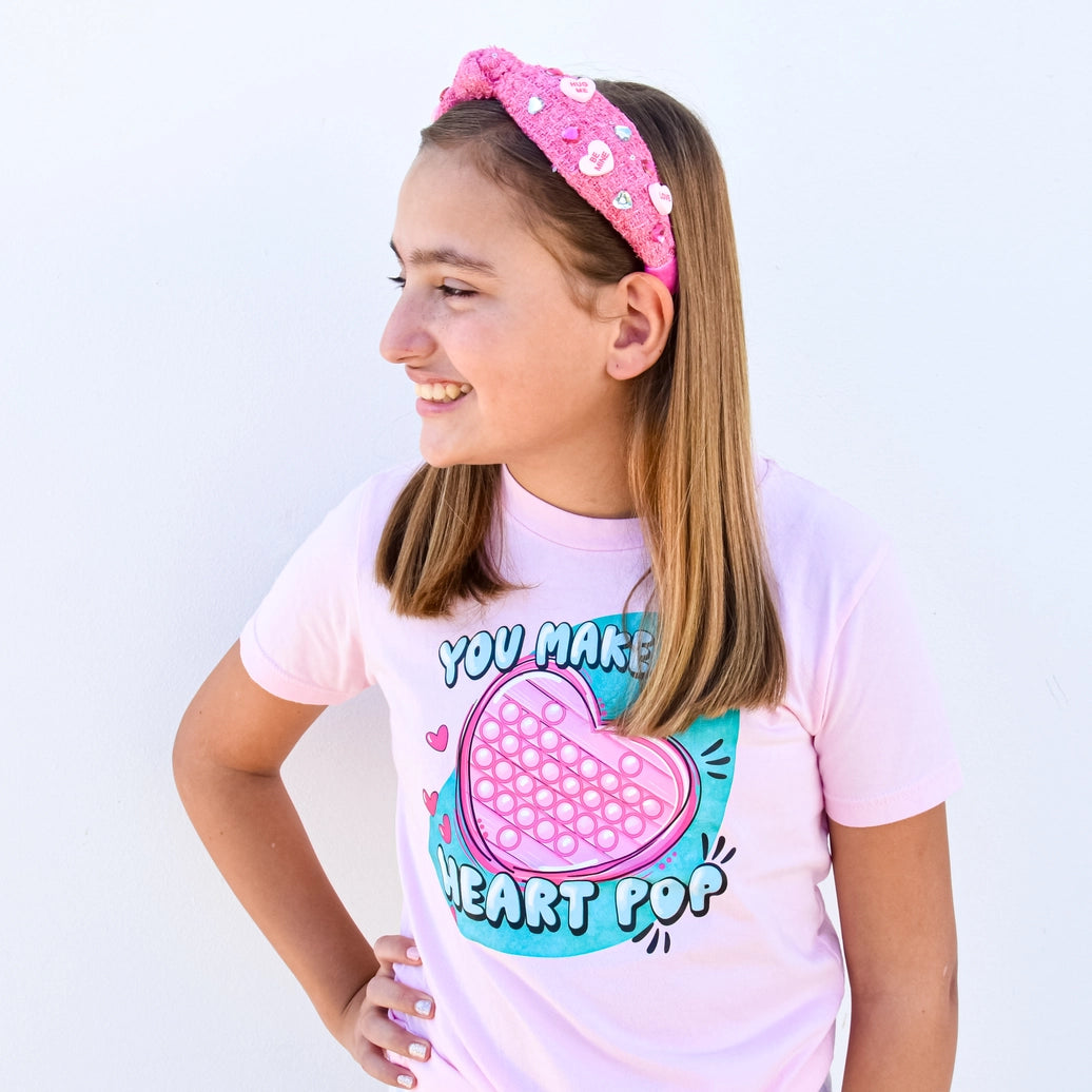 Frog Sac - Kids Embellished Knot Headband - Candy Valentines Day Heart