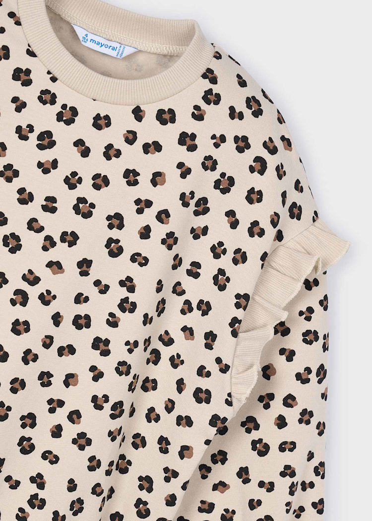 Mayoral - Sweatshirt with Ruffled Sleeves Leopard Print