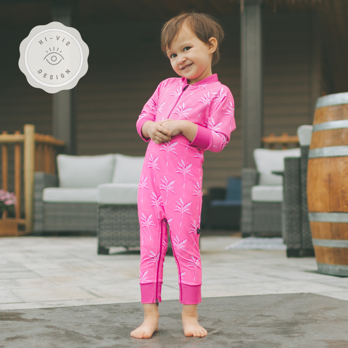 Honeysuckle Swim - Kids Full Body Sunsuit - Florescent