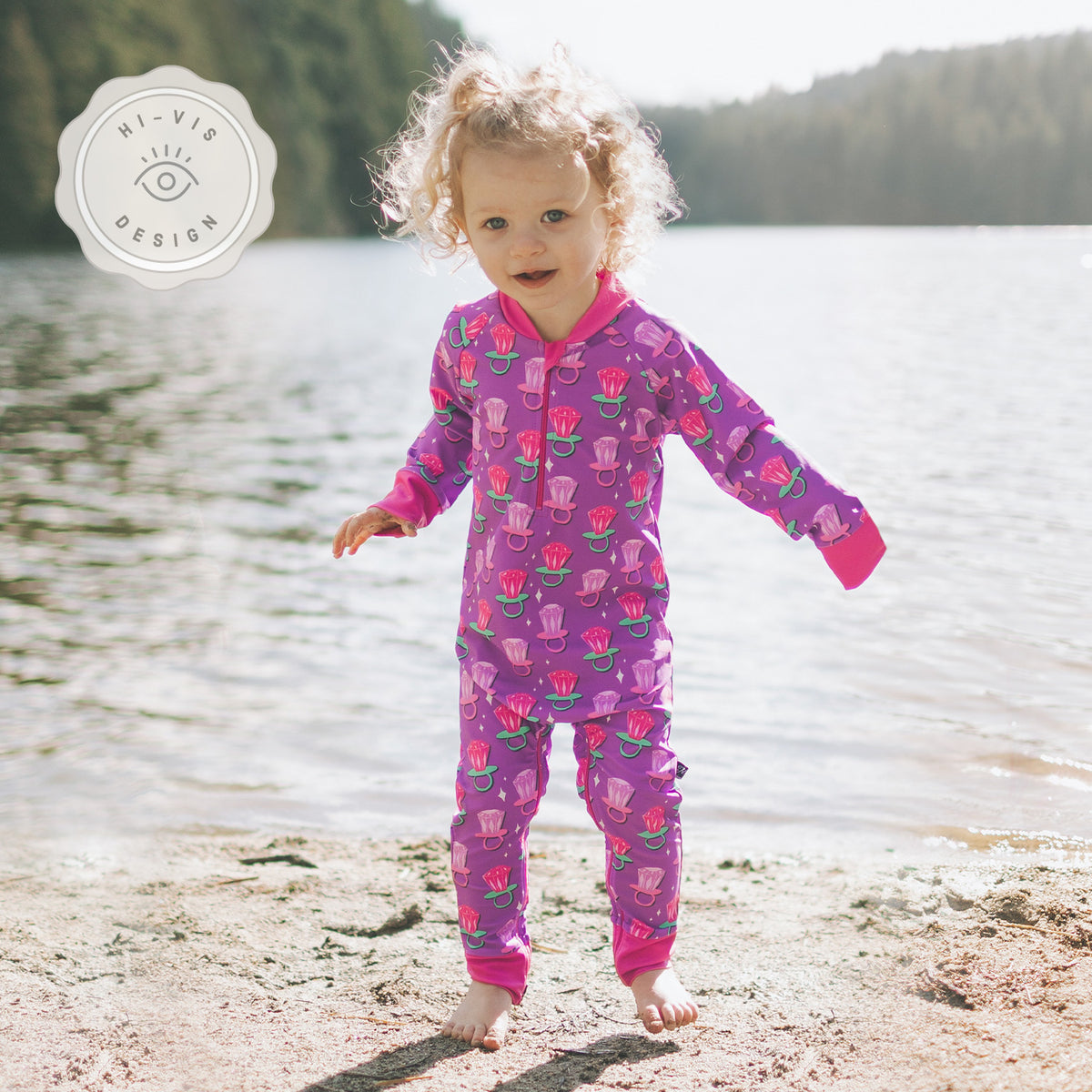 Honeysuckle Swim - Kids Full Body Sunsuit - Florescent
