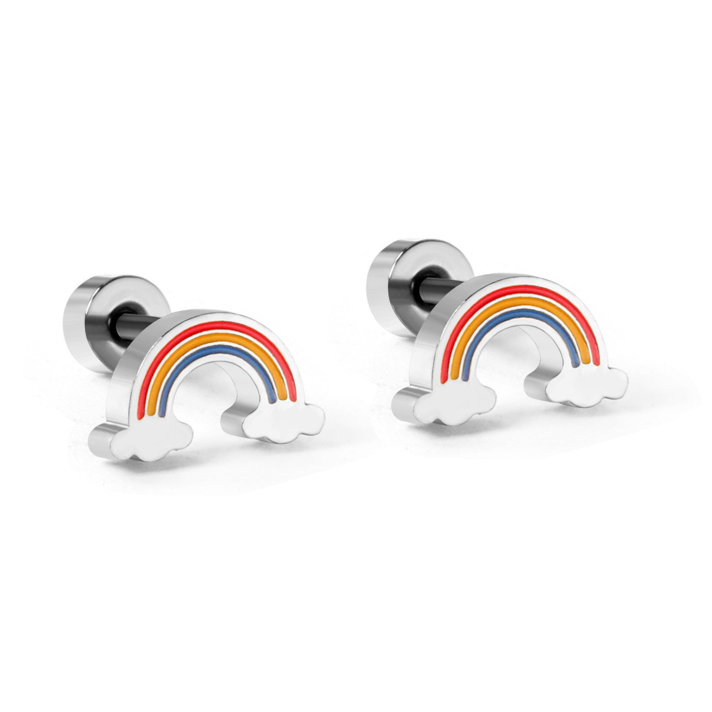 Oh! Cherise Stainless Steel Flat Back Earrings
