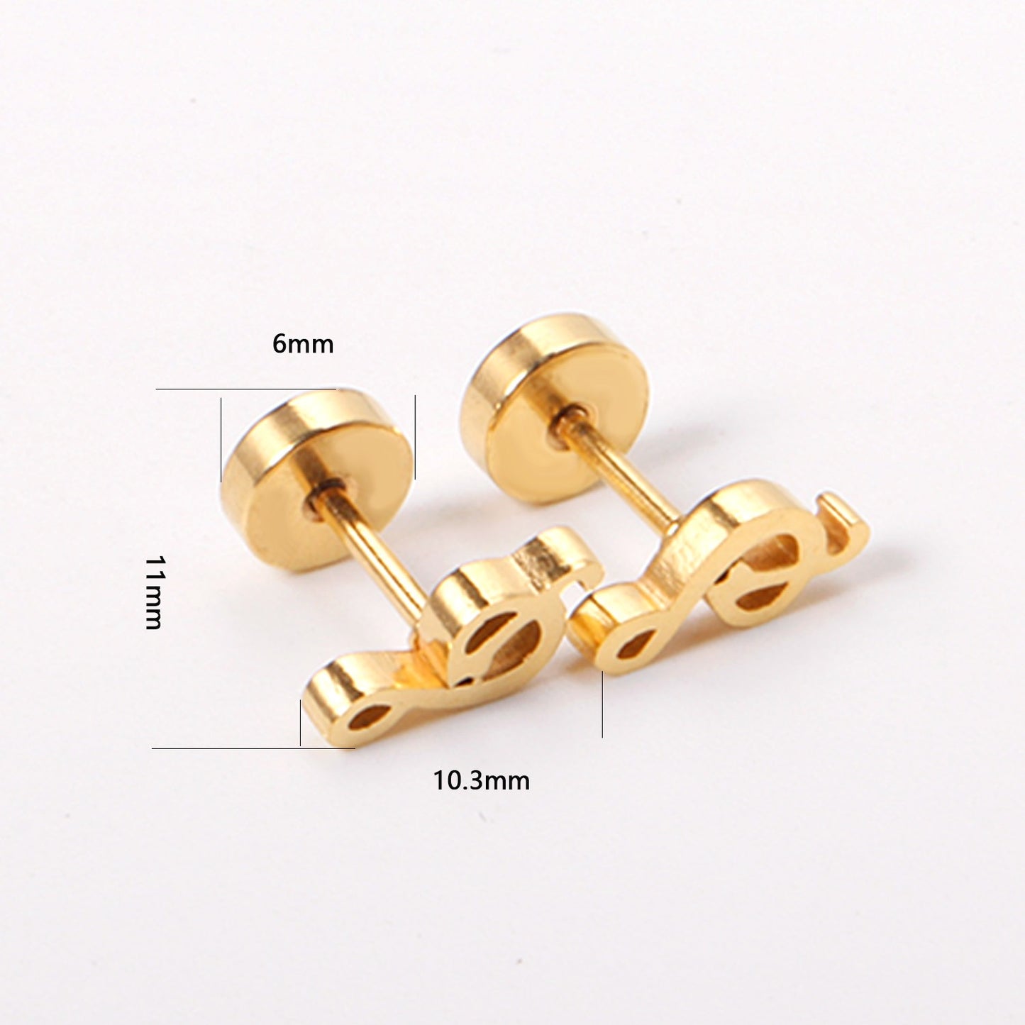 Oh! Cherise Stainless Steel Flat Back 18k Gold Plated Earrings