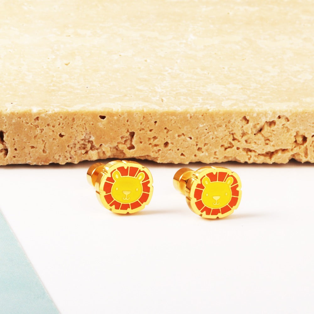 Oh! Cherise Stainless Steel Flat Back 18k Gold Plated Earrings