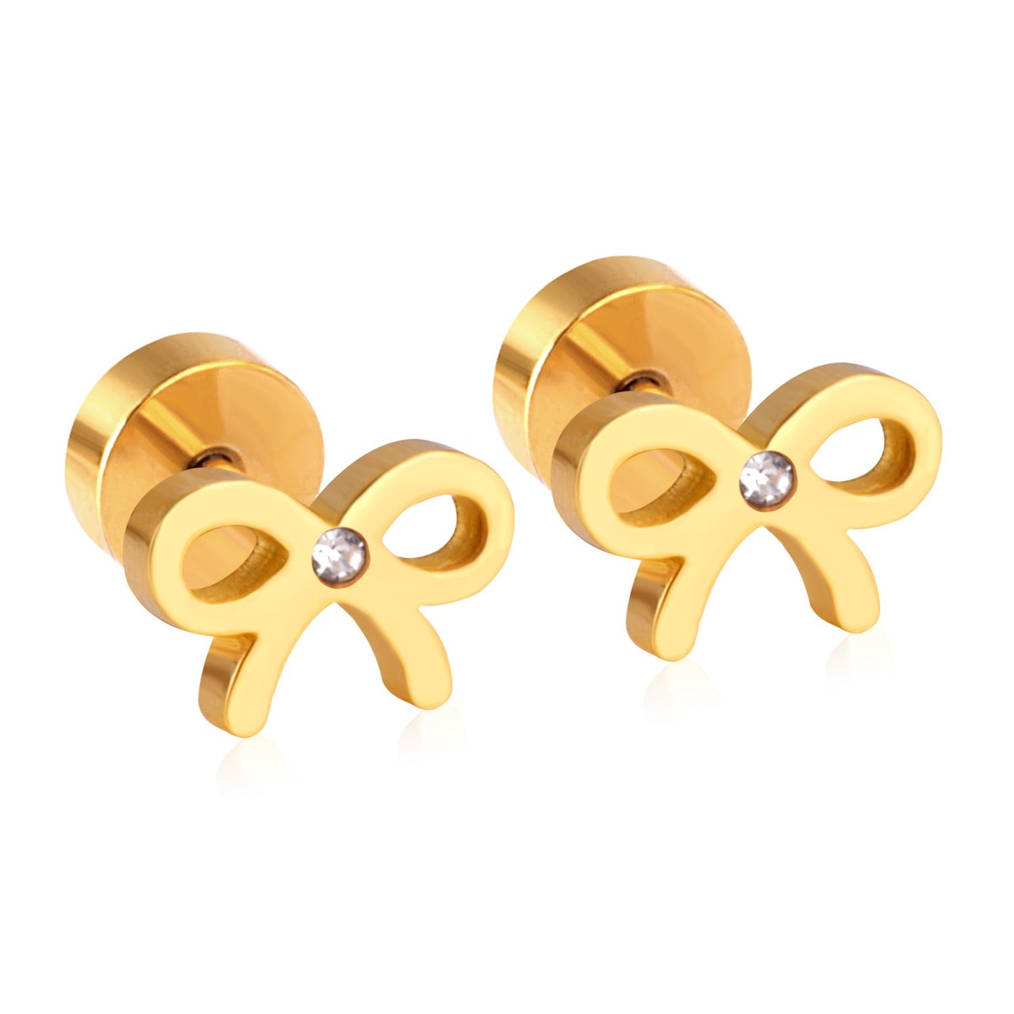Oh! Cherise Stainless Steel Flat Back 18k Gold Plated Earrings