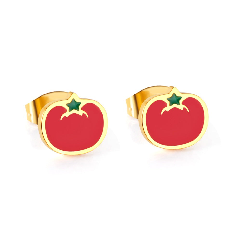 Oh! Cherise Stainless Steel 18k Gold Plated Stud Earrings