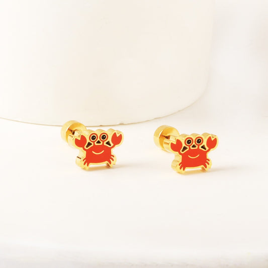 Oh! Cherise Stainless Steel Flat Back 18k Gold Plated Earrings