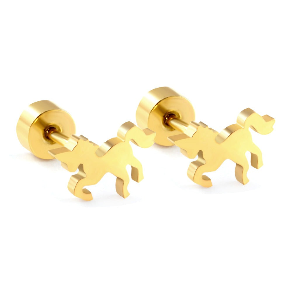 Oh! Cherise Stainless Steel Flat Back 18k Gold Plated Earrings