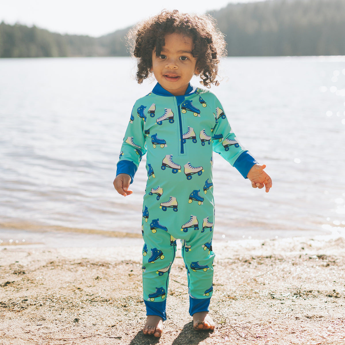 Honeysuckle Swim - Kids Full Body Sunsuit - Florescent