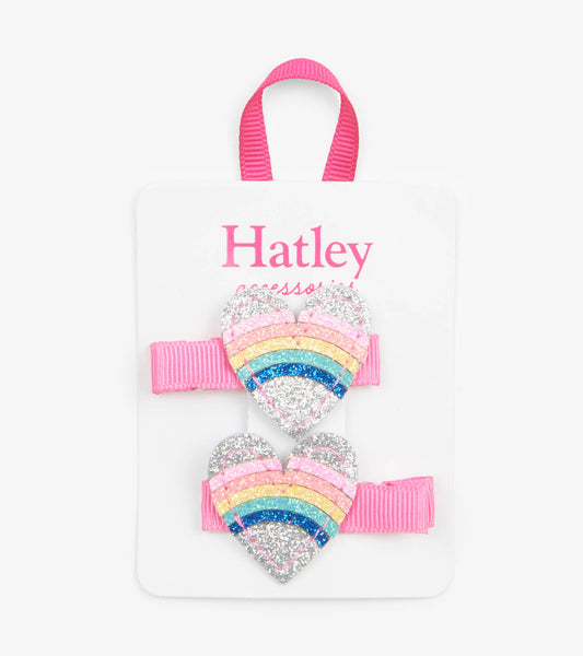 Hatley Rainbow Hearts Glitter Hair Clip 2 pack