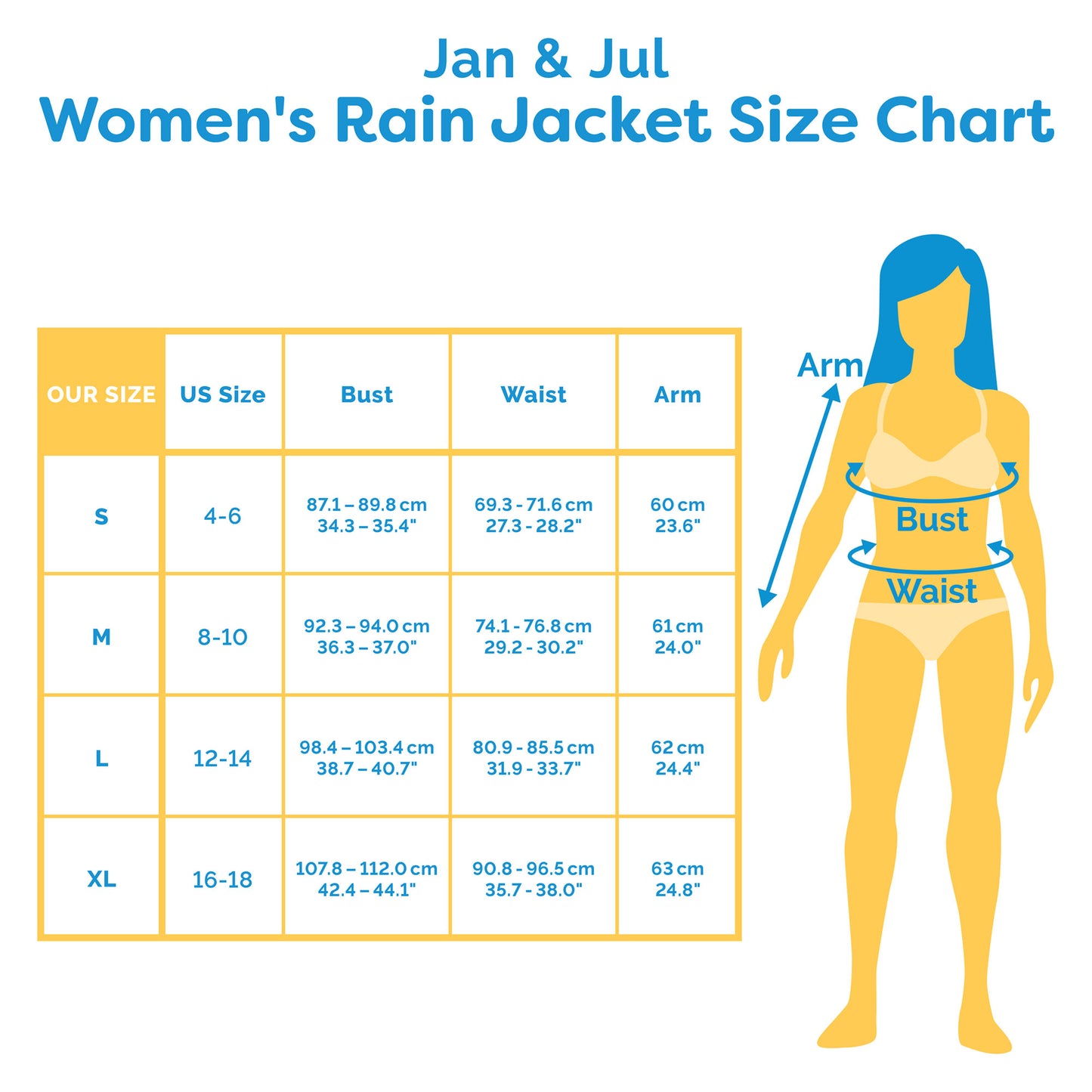Jan & Jul - Womens Adjustable Rain Jackets